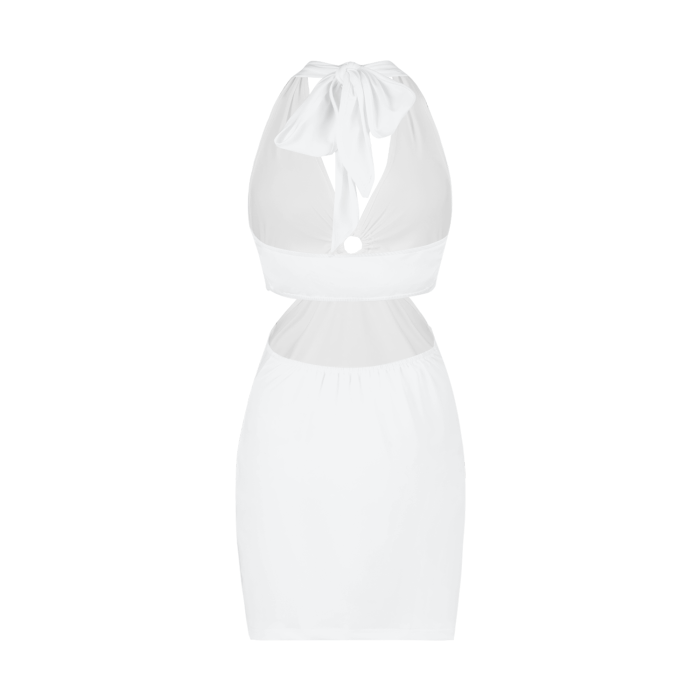 white,honey peach,dress,women's,cut-out halter bodycon dress,MOQ1,Delivery days 5