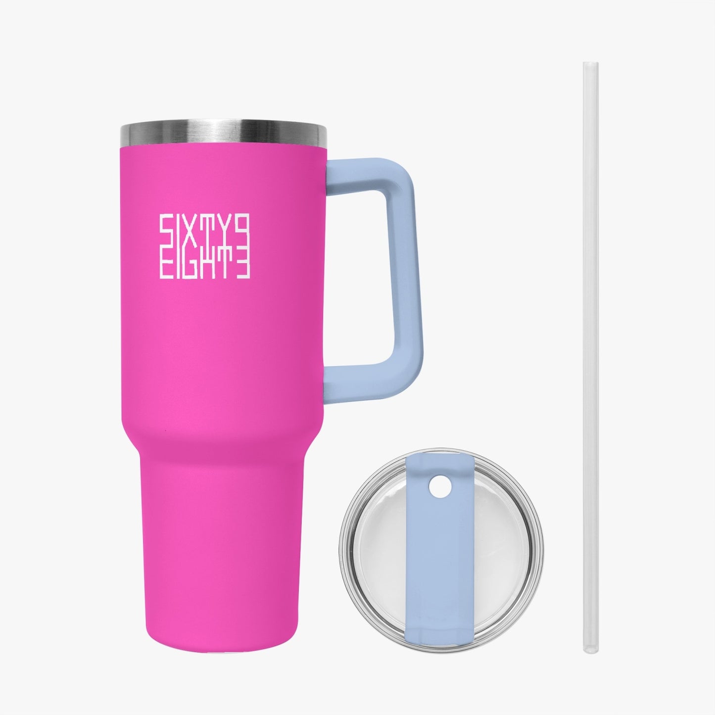 Sixty Eight 93 Logo White Fuchsia 40oz Hydrator Tumbler Cup