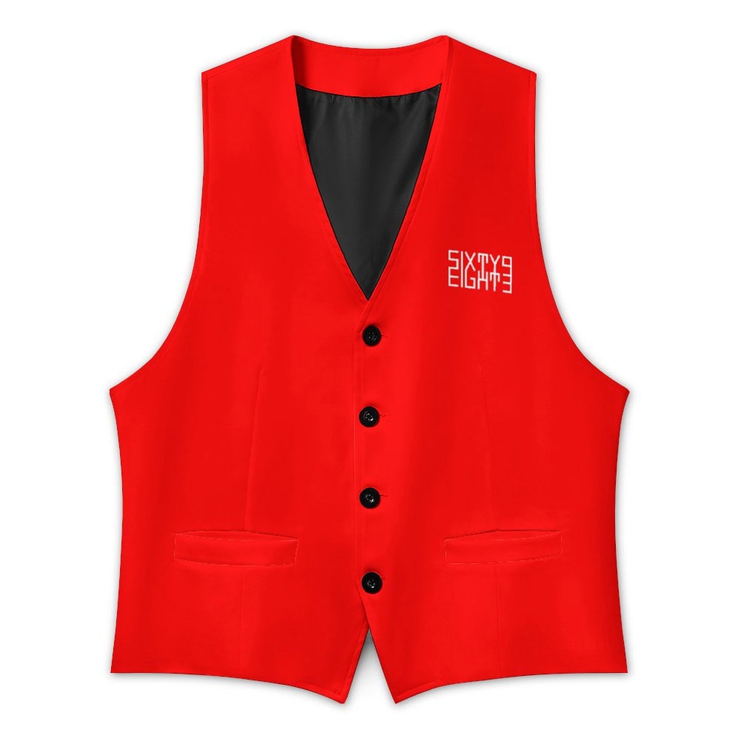 Sixty Eight 93 Logo White Red Men's Sleeveless Suit Vest