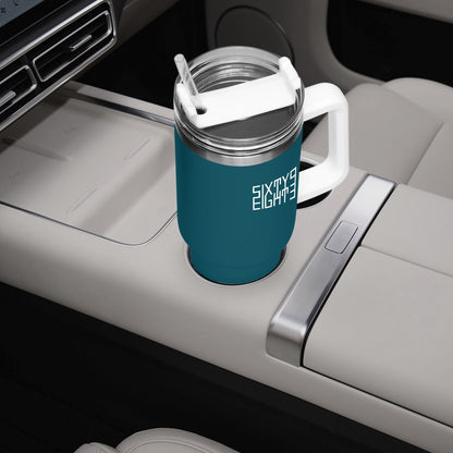 Sixty Eight 93 Logo White Dark Teal 40oz Hydrator Tumbler Cup