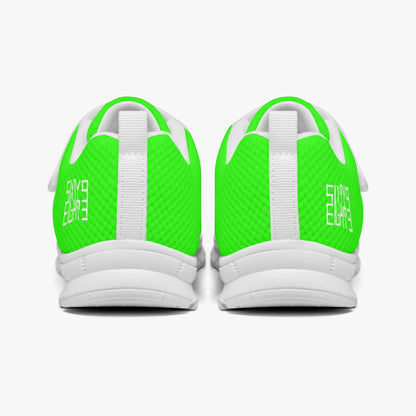 Sixty Eight 93 Logo White Lime Green Kids Lightweight Velcro Shoe