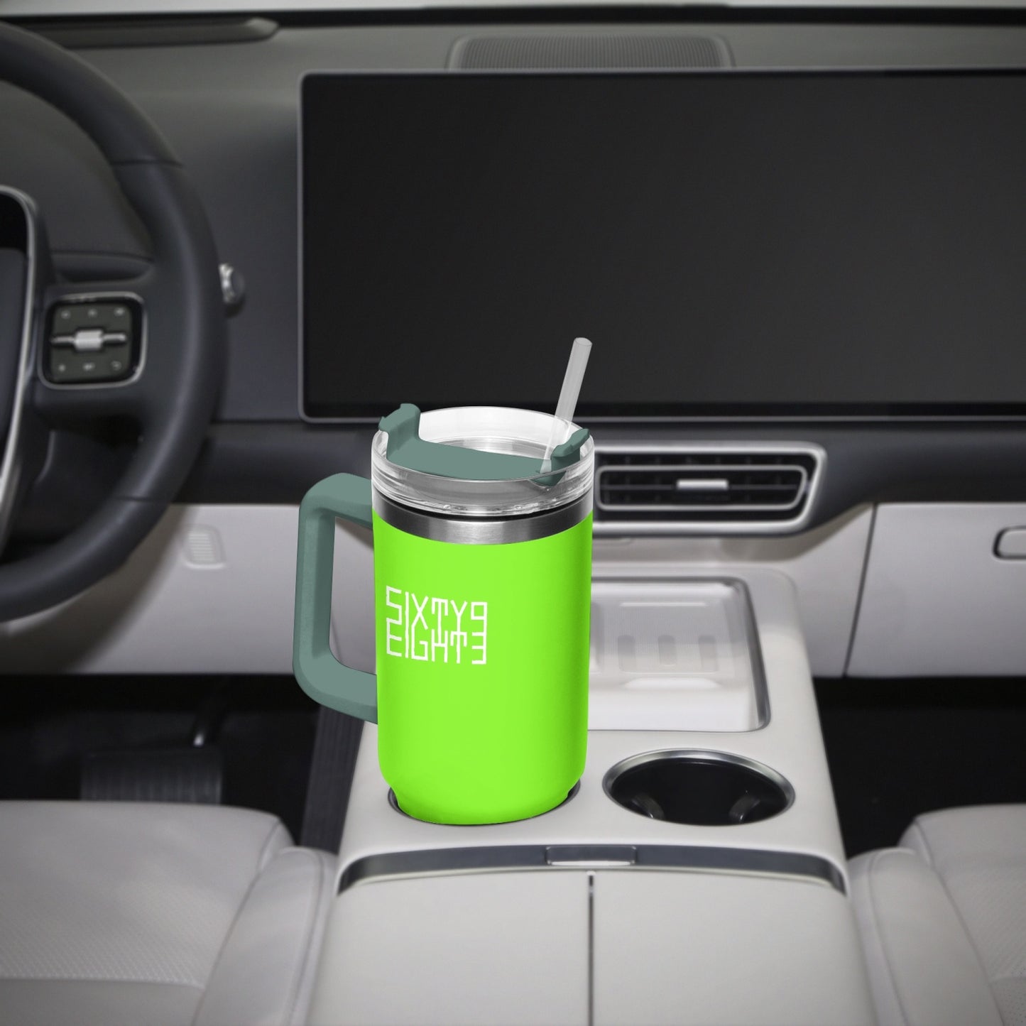 Sixty Eight 93 Logo White Lime Green 40oz Hydrator Tumbler Cup