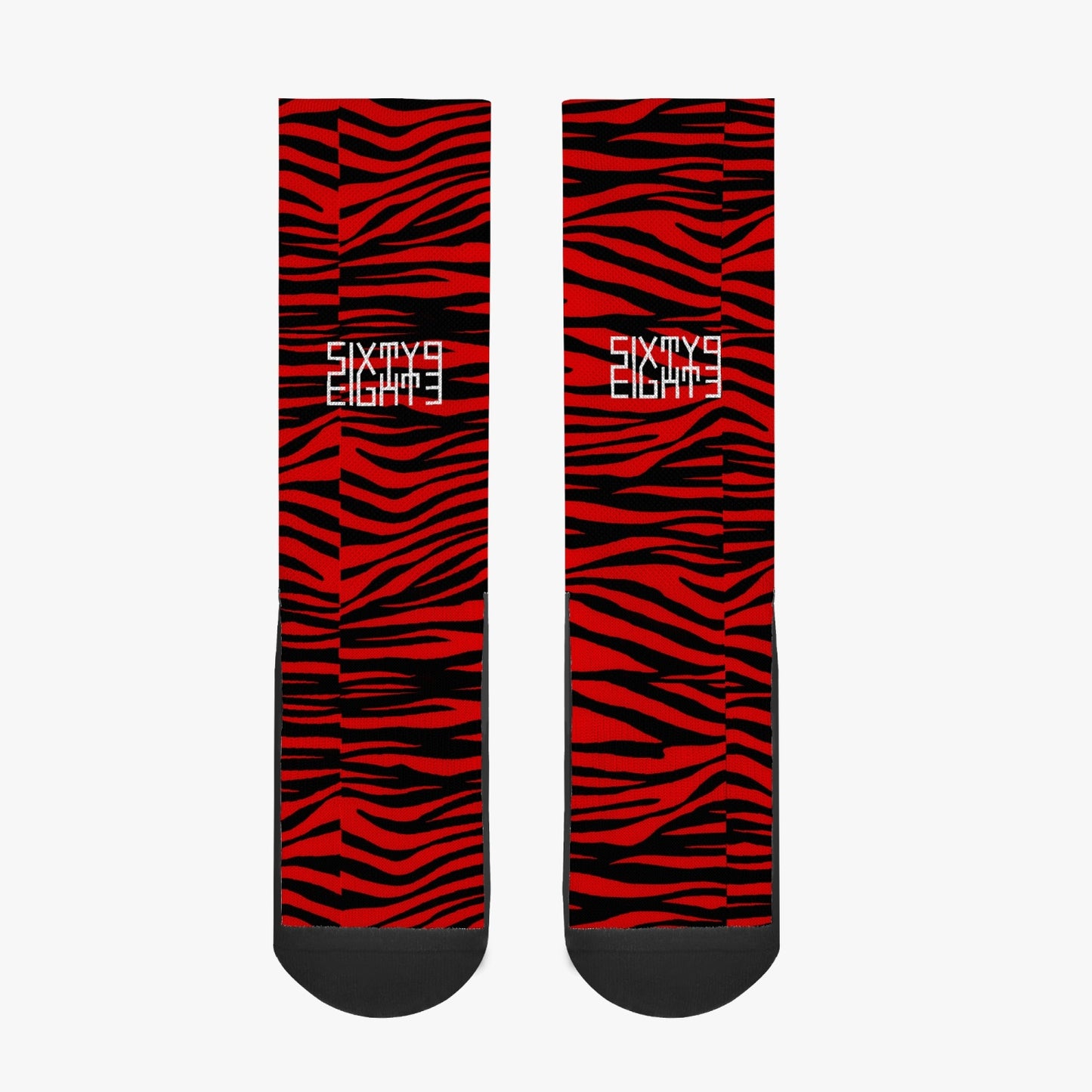 Sixty Eight 93 Logo White Zebra Red Reinforced Sports Socks