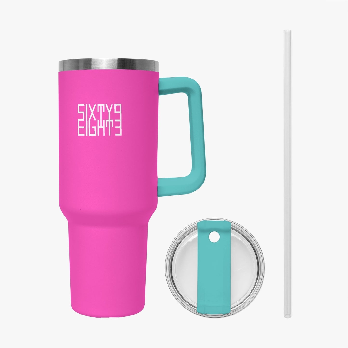 Sixty Eight 93 Logo White Fuchsia 40oz Hydrator Tumbler Cup