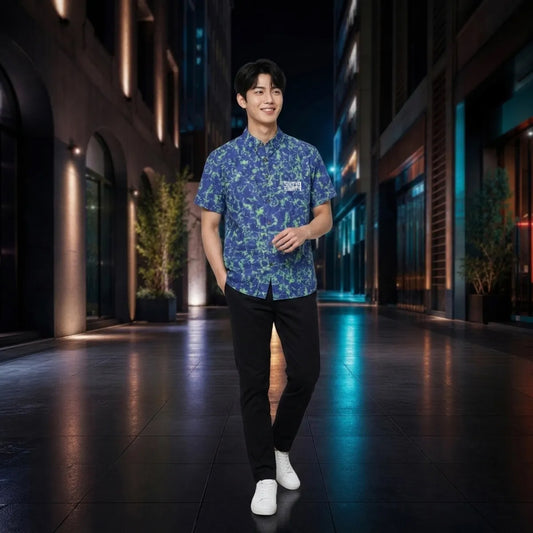Sixty Eight 93 Logo White Liberty Infrared Cotton Button Up Shirt