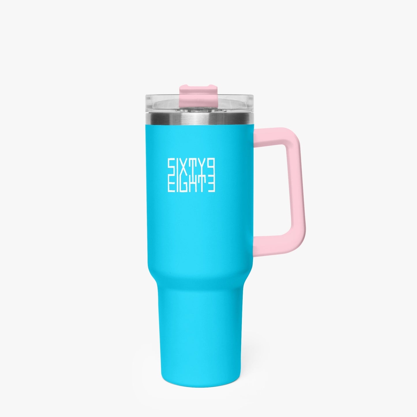 Sixty Eight 93 Logo White Aqua Blue 40oz Hydrator Tumbler Cup