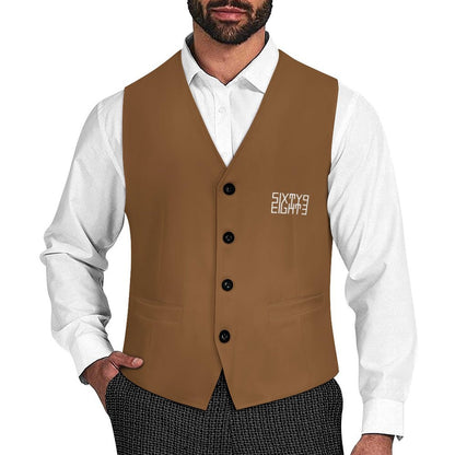 Sixty Eight 93 Logo White Chocolate Brown Men's Sleeveless Suit Vest