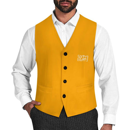 Sixty Eight 93 Logo White Orange Men's Sleeveless Suit Vest