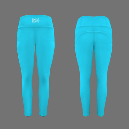 Aqua Blue High Waist Pockets Leggings