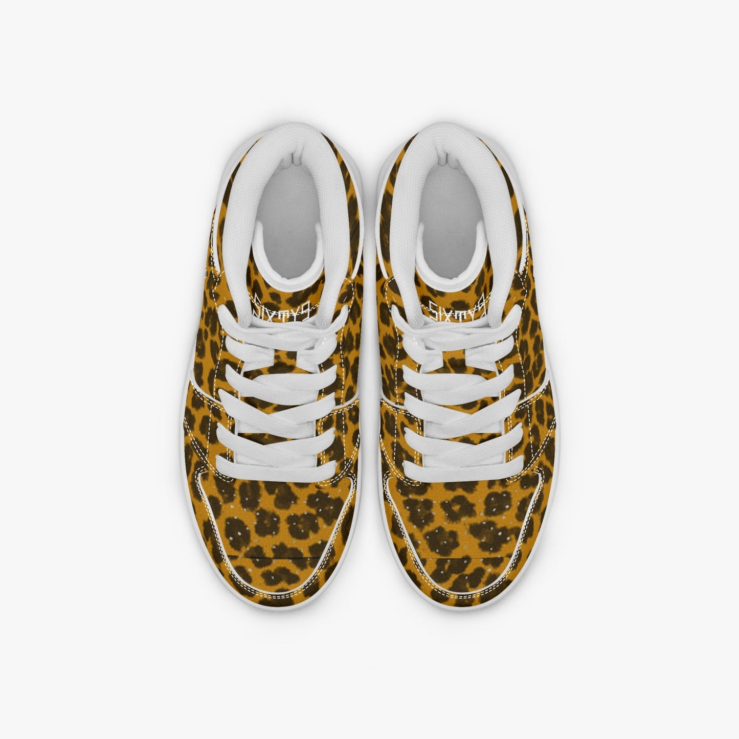 Sixty Eight 93 Logo White Cheetah Orange Kids High-Top Shoes