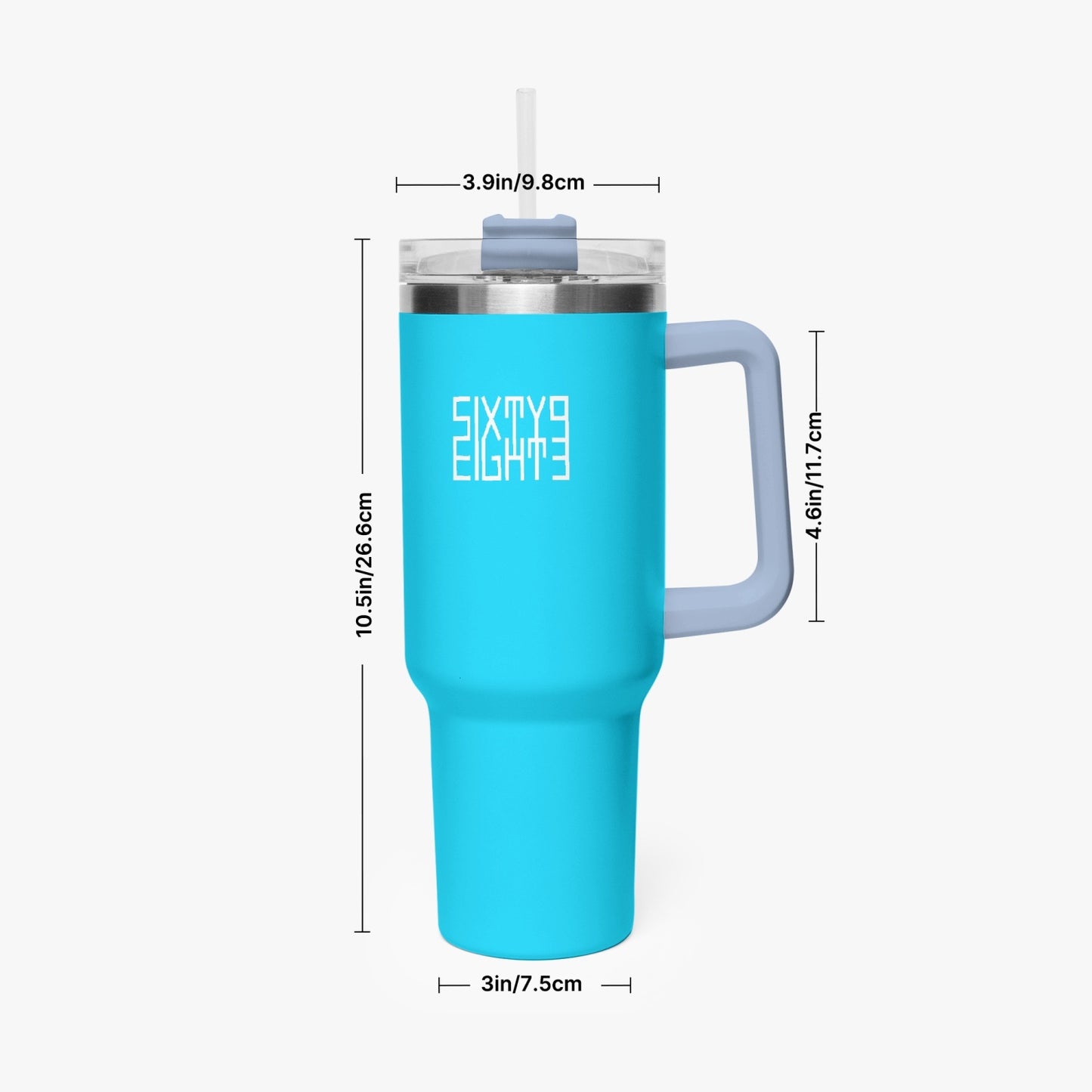 Sixty Eight 93 Logo White Aqua Blue 40oz Hydrator Tumbler Cup