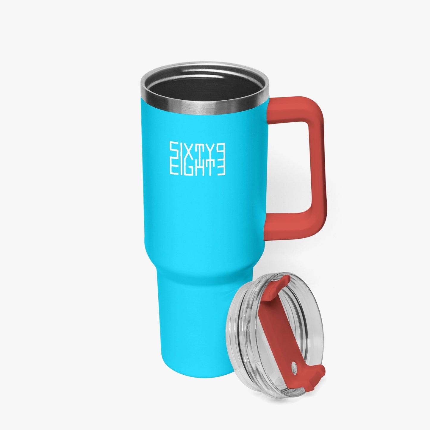 Sixty Eight 93 Logo White Aqua Blue 40oz Hydrator Tumbler Cup