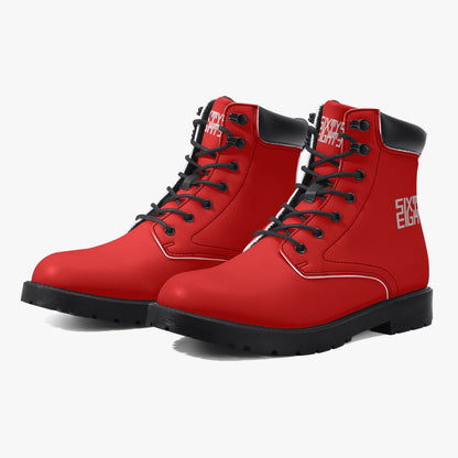 Sixty Eight 93 Logo White Red Leather Boots