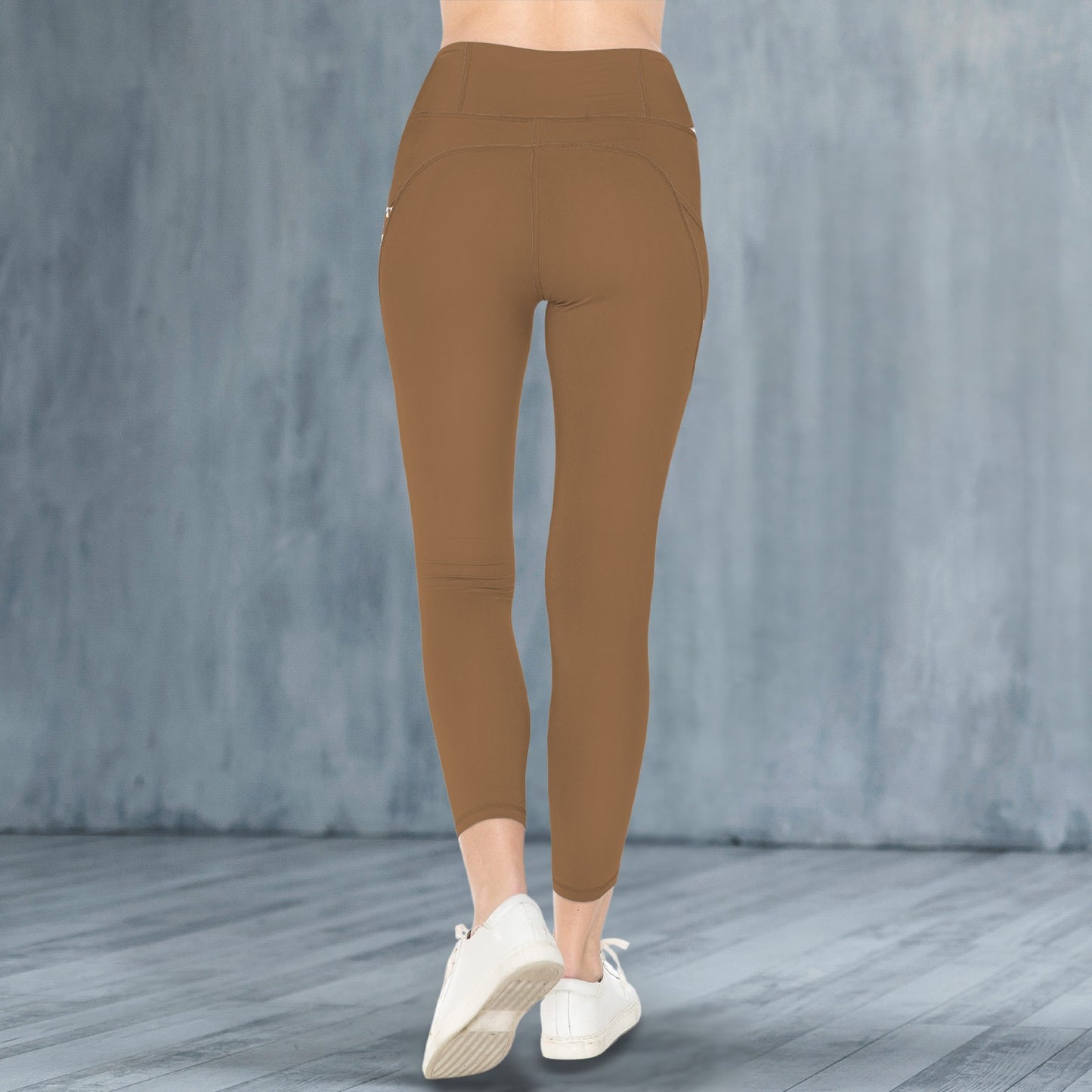 Chocolate Brown High Waist Pockets Leggings