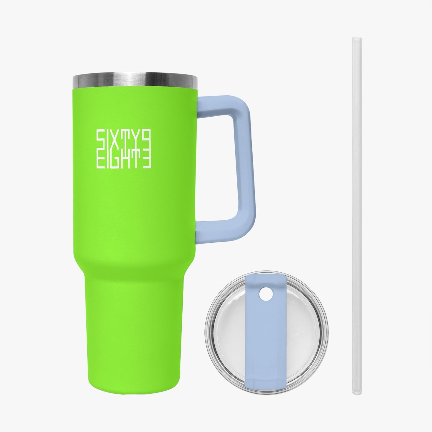 Sixty Eight 93 Logo White Lime Green 40oz Hydrator Tumbler Cup