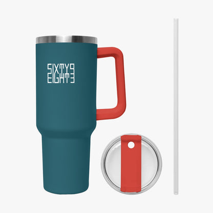 Sixty Eight 93 Logo White Dark Teal 40oz Hydrator Tumbler Cup