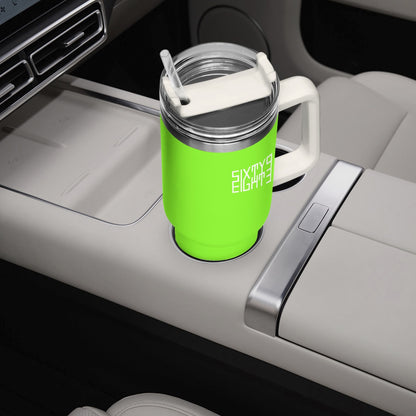 Sixty Eight 93 Logo White Lime Green 40oz Hydrator Tumbler Cup