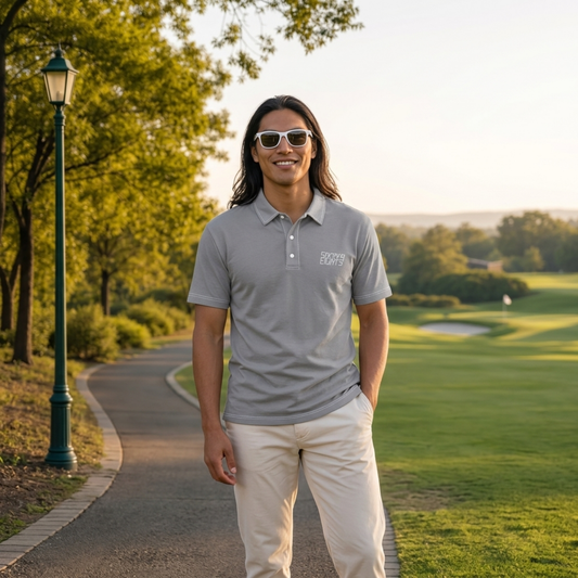 Sixty Eight 93 Logo White Gray Men's Cotton Polo Shirt