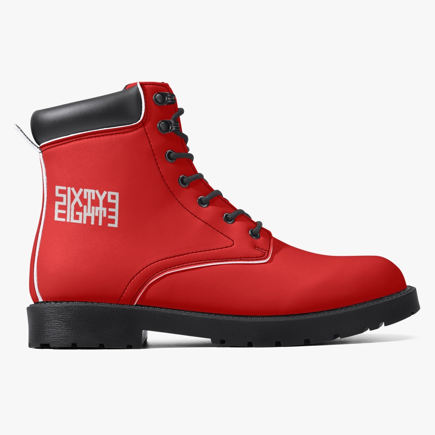 Sixty Eight 93 Logo White Red Leather Boots