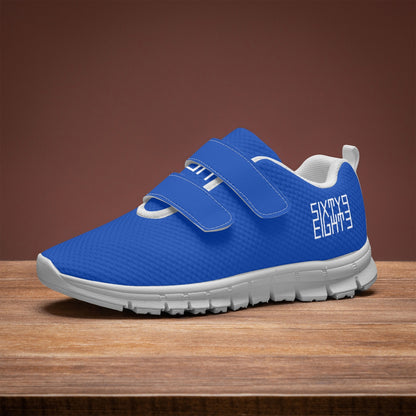 Sixty Eight 93 Logo White Blue Kids Lightweight Velcro Shoe