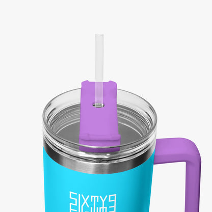 Sixty Eight 93 Logo White Aqua Blue 40oz Hydrator Tumbler Cup