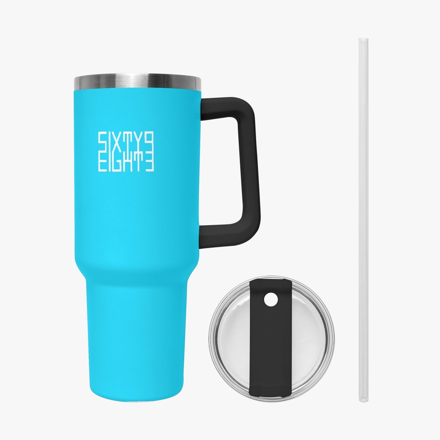 Sixty Eight 93 Logo White Aqua Blue 40oz Hydrator Tumbler Cup