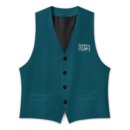 Sixty Eight 93 Logo White Dark Teal Men's Sleeveless Suit Vest