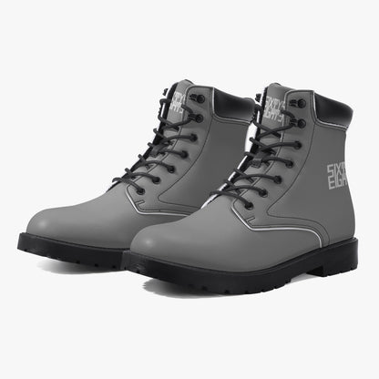 Sixty Eight 93 Logo White Grey Leather Boots