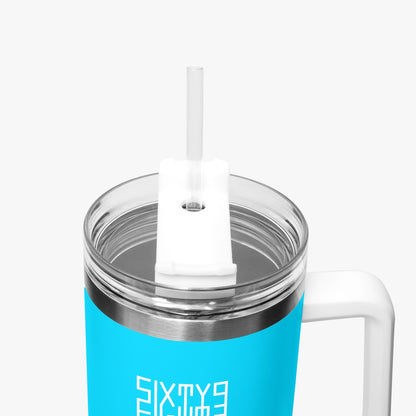 Sixty Eight 93 Logo White Aqua Blue 40oz Hydrator Tumbler Cup