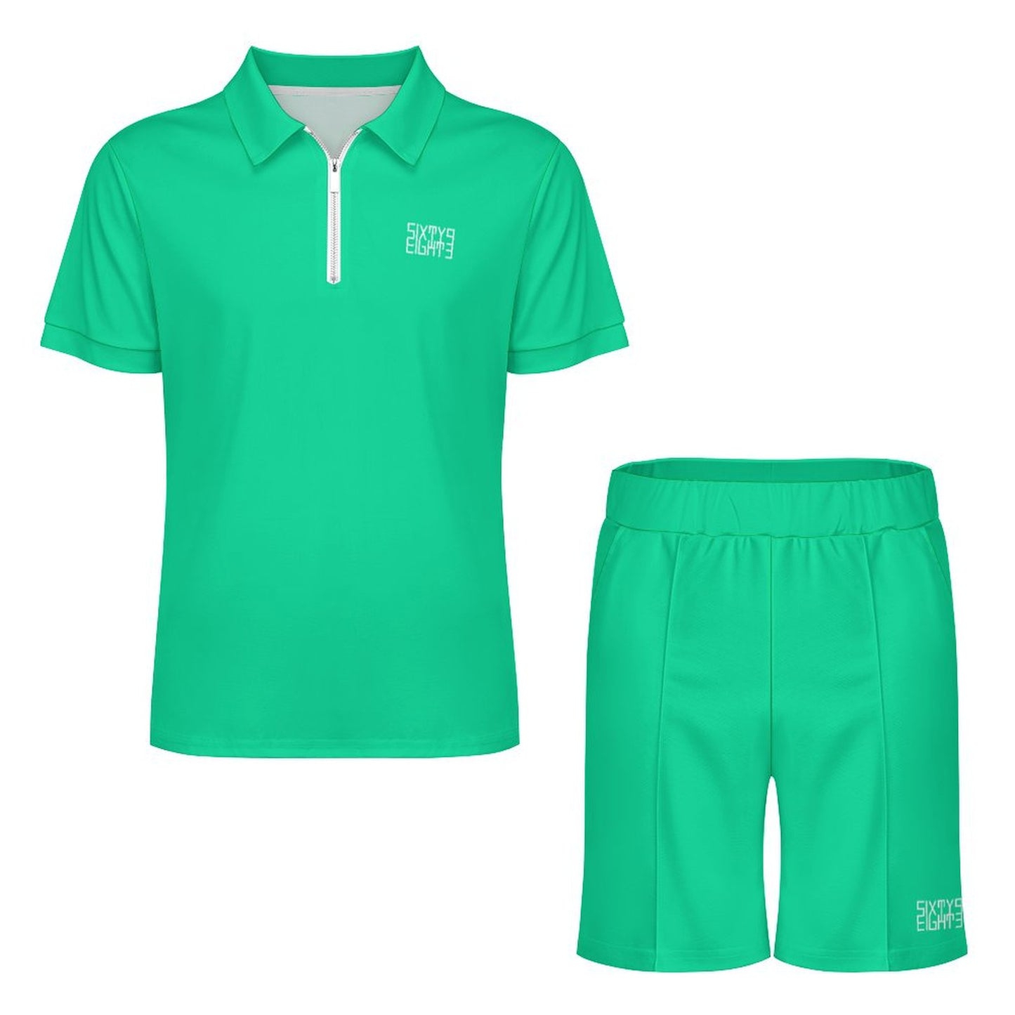 Sixty Eight 93 Men's Sea Green Zip-Up Polo Set