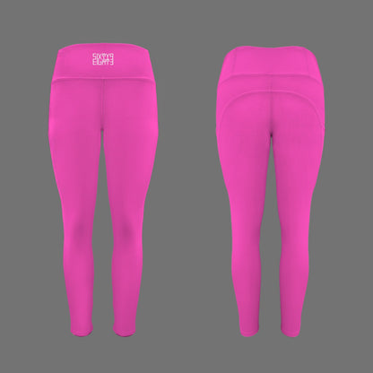 Fuchsia High Waist Pockets Leggings