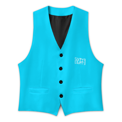 Sixty Eight 93 Logo White Aqua Blue Men's Sleeveless Suit Vest