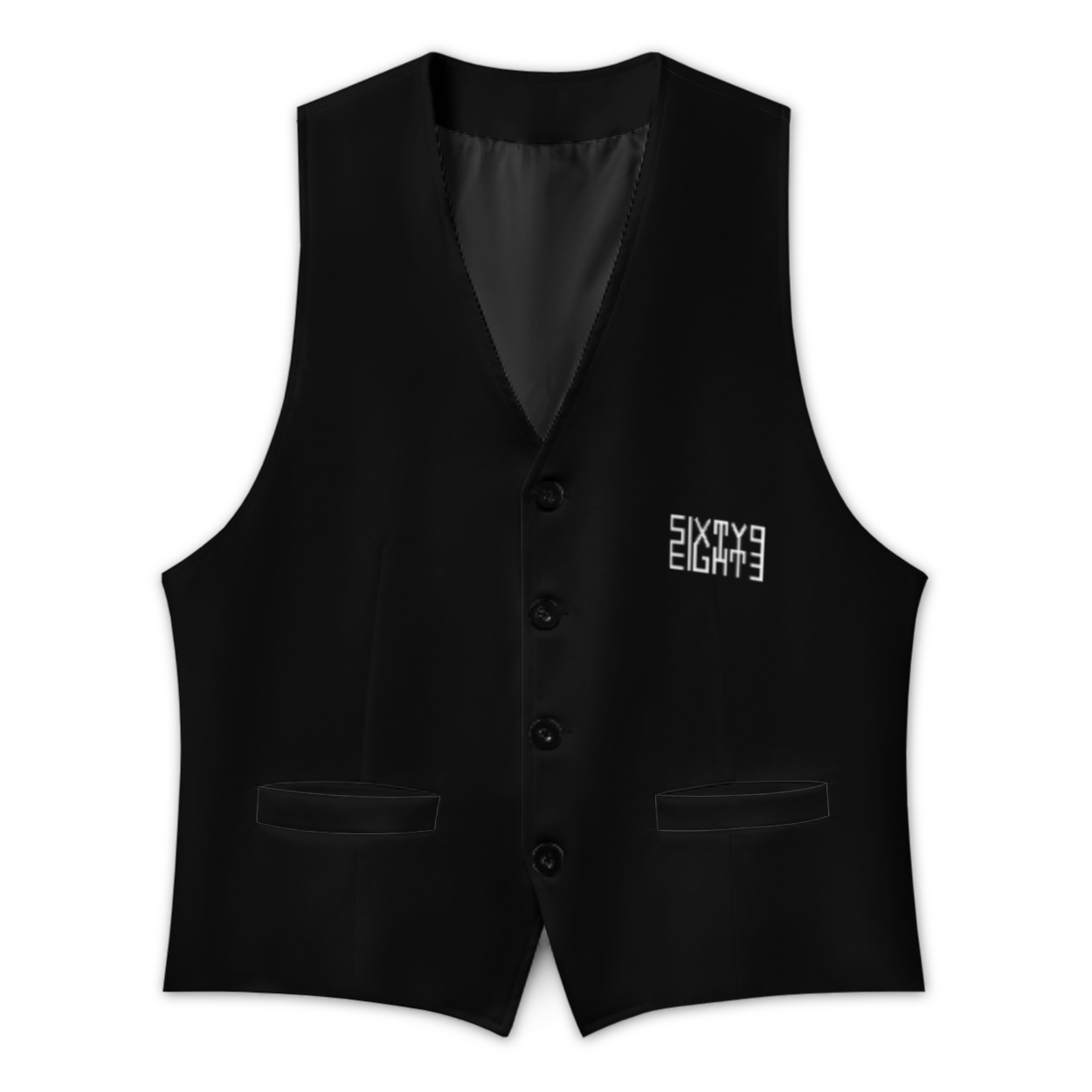 Sixty Eight 93 Logo White Black Men's Sleeveless Suit Vest