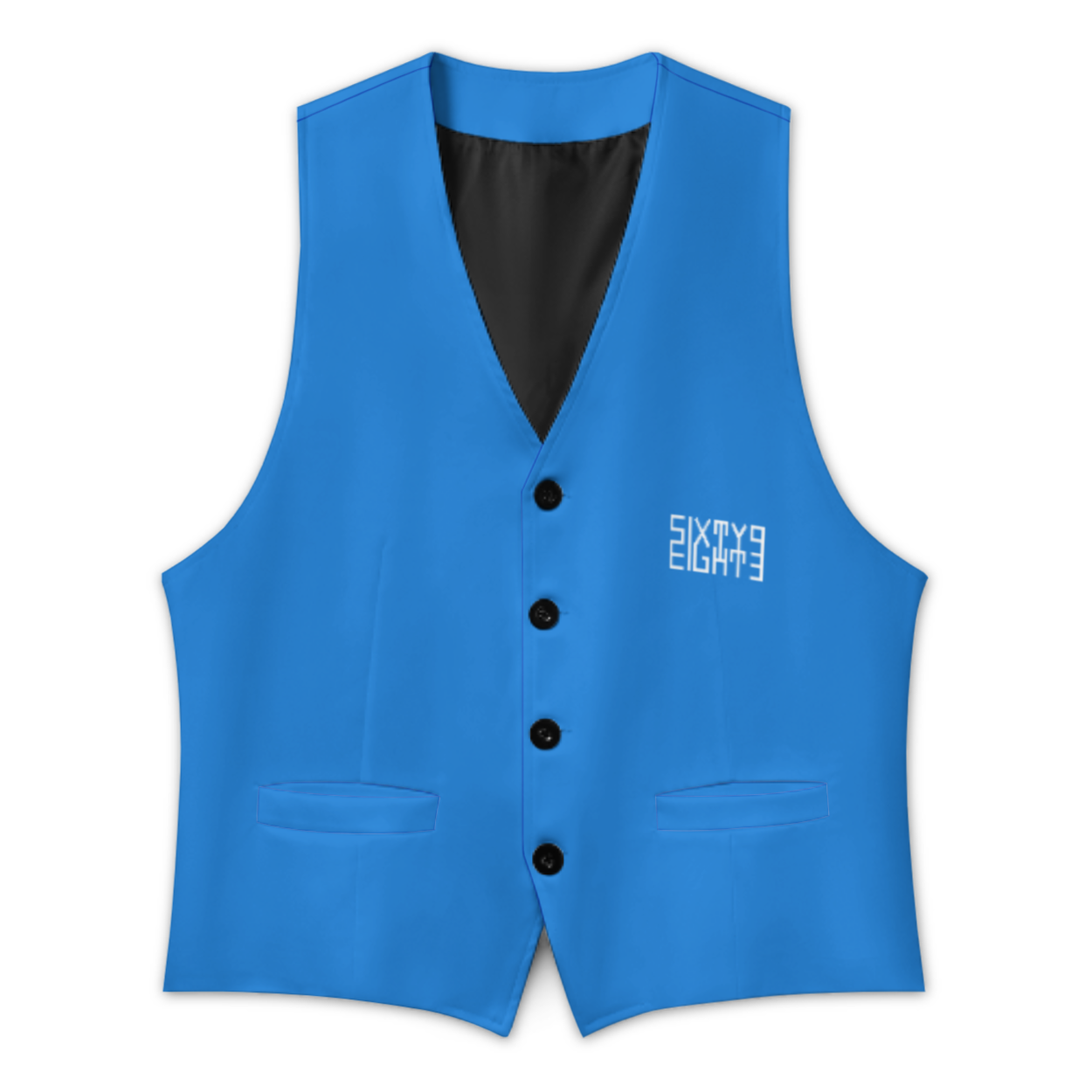 Sixty Eight 93 Logo White Bright Navy Blue Men's Sleeveless Suit Vest