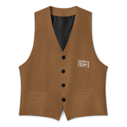 Sixty Eight 93 Logo White Chocolate Brown Men's Sleeveless Suit Vest