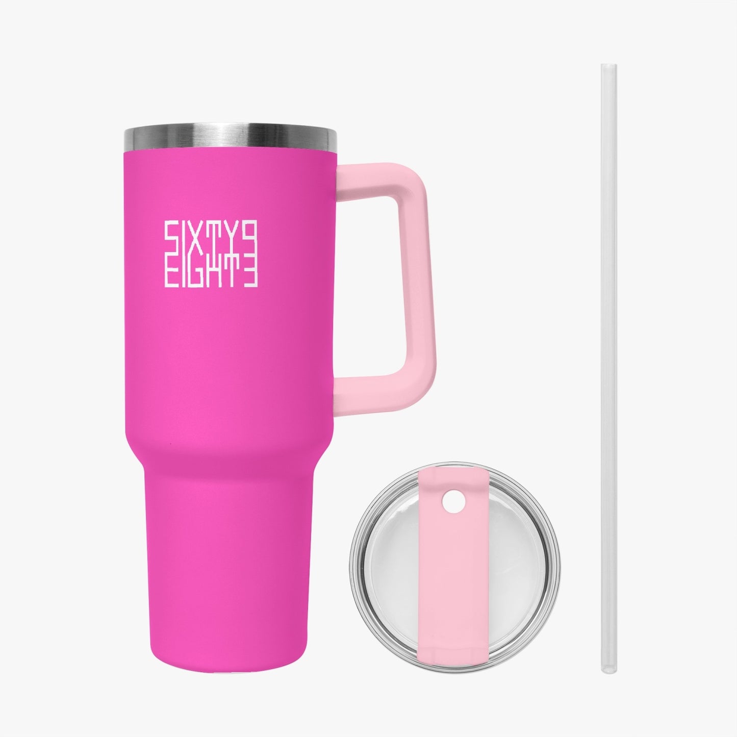 Sixty Eight 93 Logo White Fuchsia 40oz Hydrator Tumbler Cup