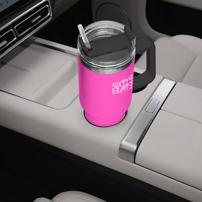 Sixty Eight 93 Logo White Fuchsia 40oz Hydrator Tumbler Cup