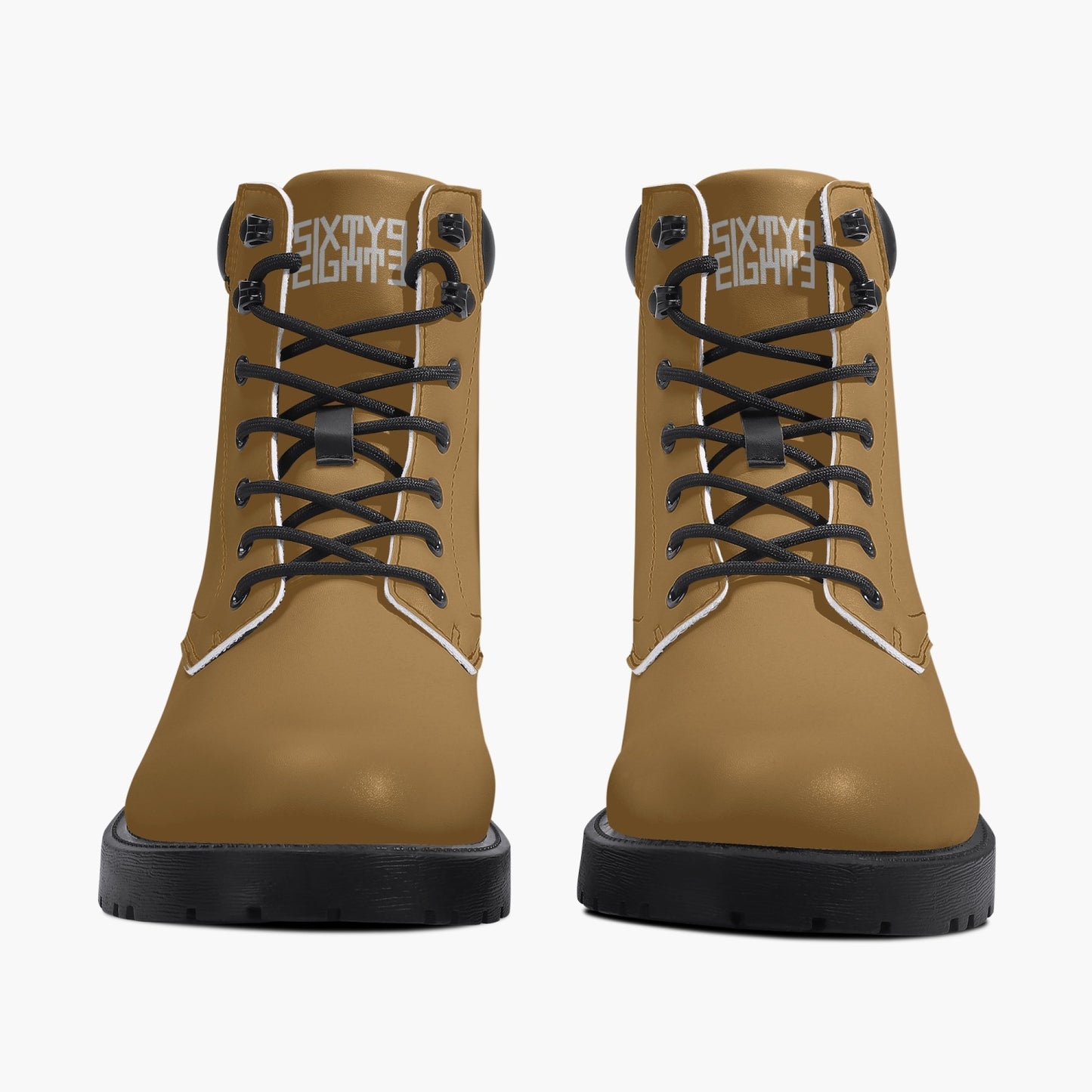 Sixty Eight 93 Logo White Brown Grain Leather Boots