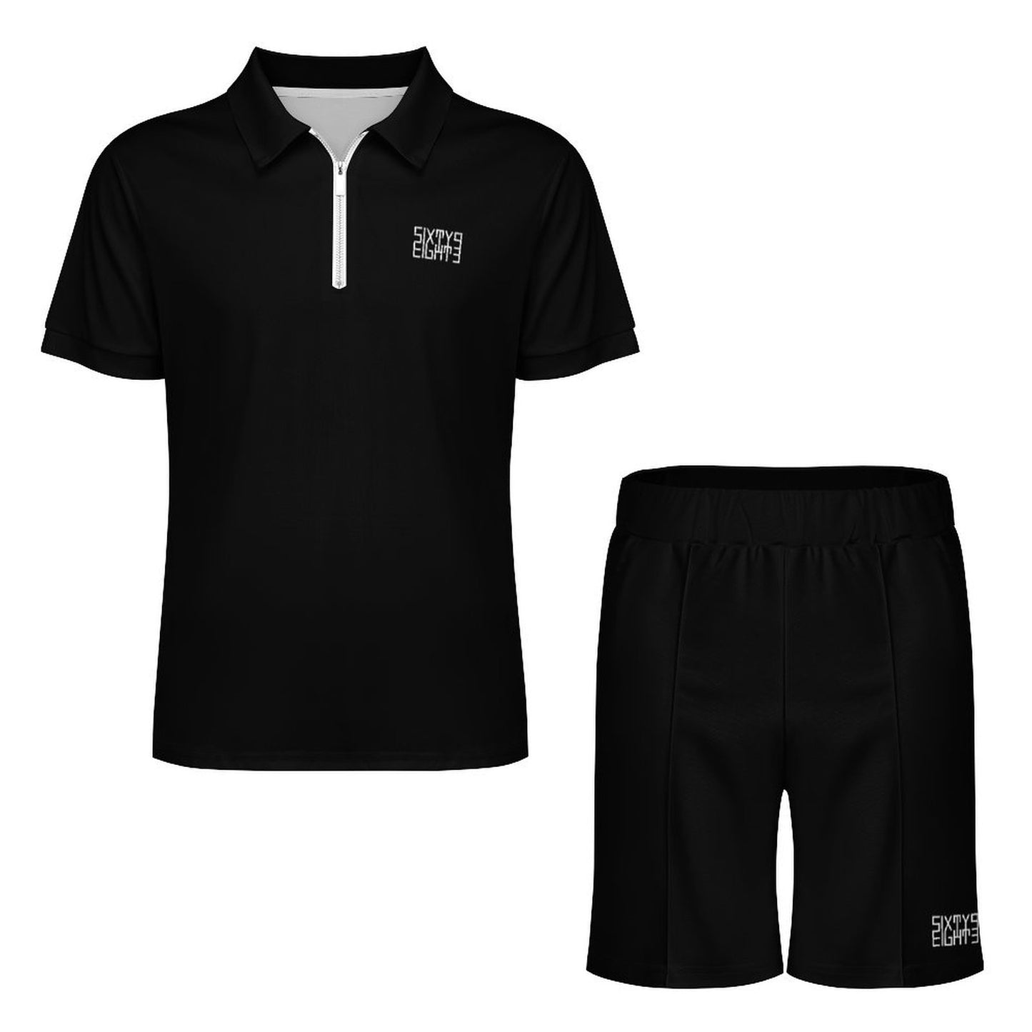 Sixty Eight 93 Men's Black Zip-Up Polo Set