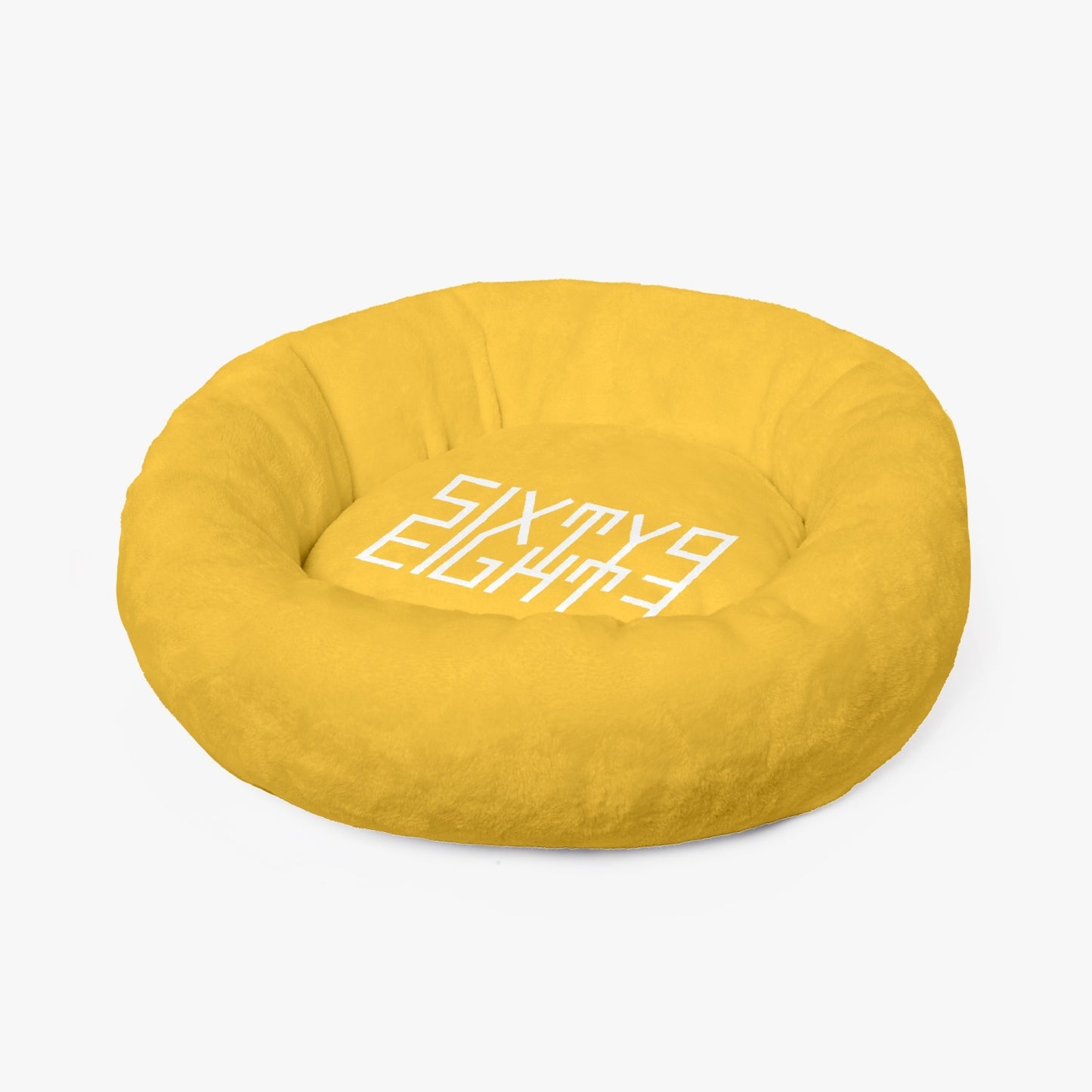 Sixty Eight 93 Logo White Orange Round Large Size Pet Bed