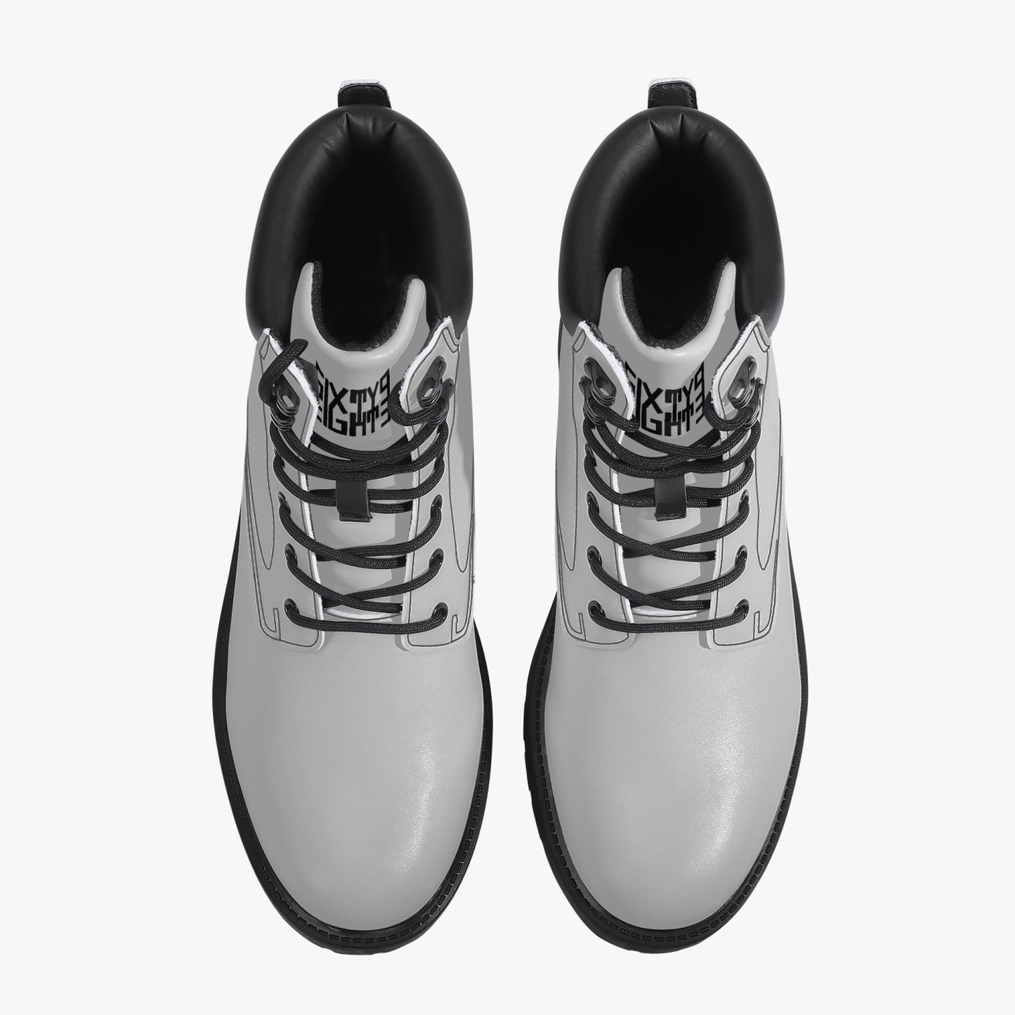 Sixty Eight 93 Logo Black White Leather Boots