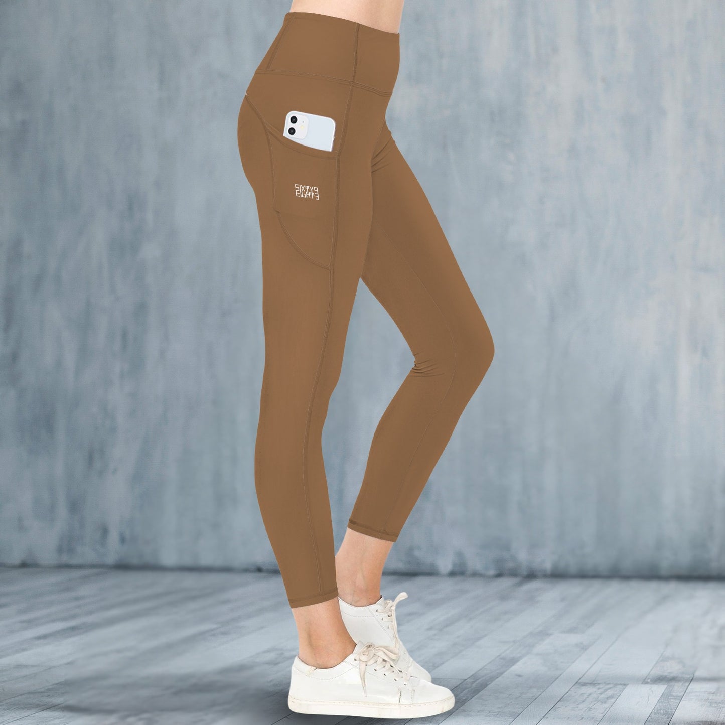 Chocolate Brown High Waist Pockets Leggings