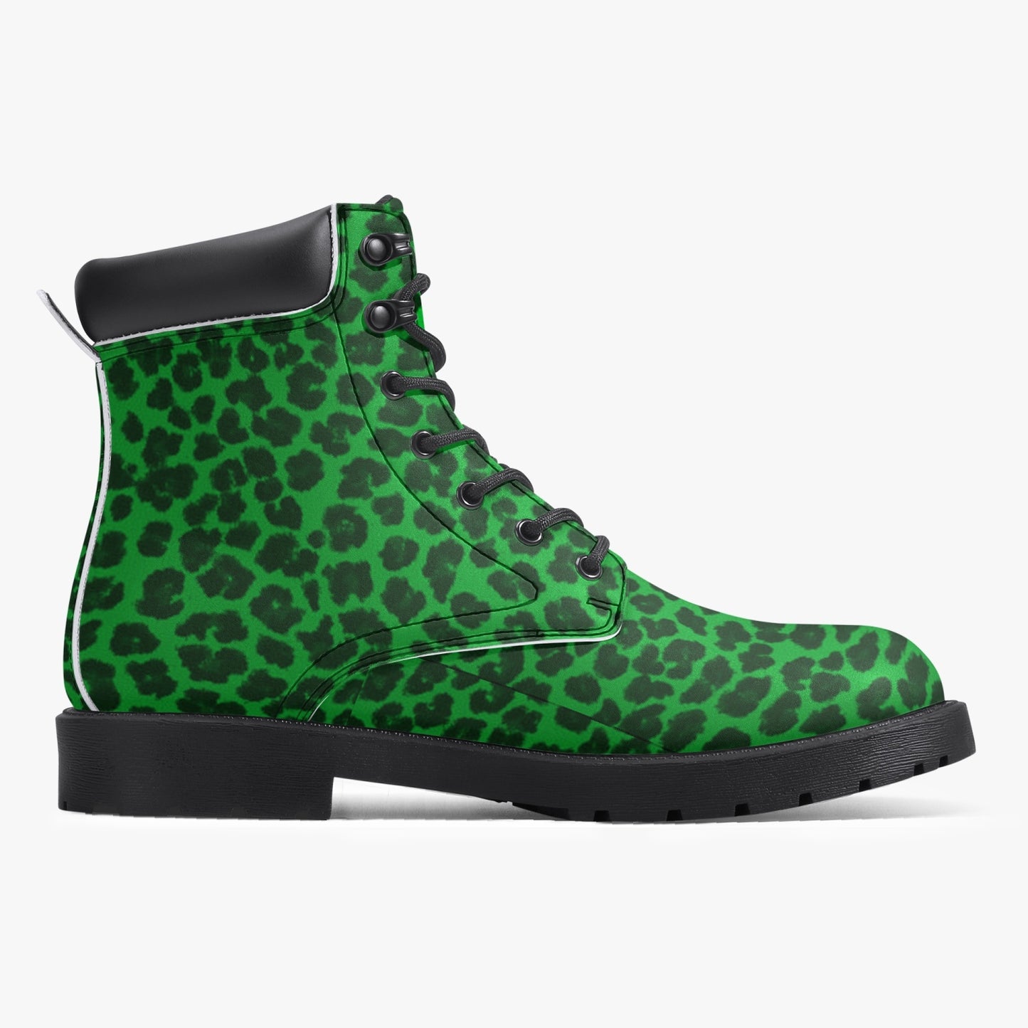 Sixty Eight 93 Logo White Cheetah Lime Green Leather Boots