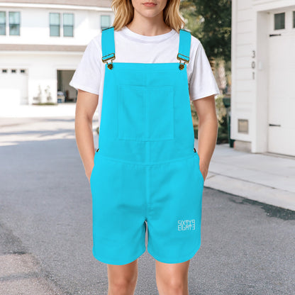 Sixty Eight 93 Logo White Aqua Blue Overalls