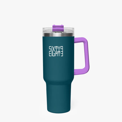 Sixty Eight 93 Logo White Dark Teal 40oz Hydrator Tumbler Cup