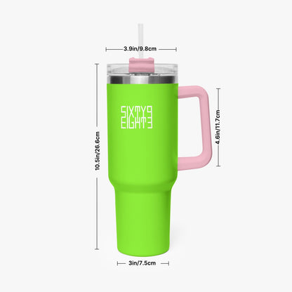 Sixty Eight 93 Logo White Lime Green 40oz Hydrator Tumbler Cup