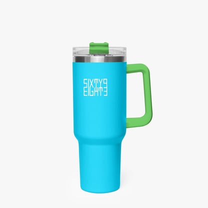 Sixty Eight 93 Logo White Aqua Blue 40oz Hydrator Tumbler Cup