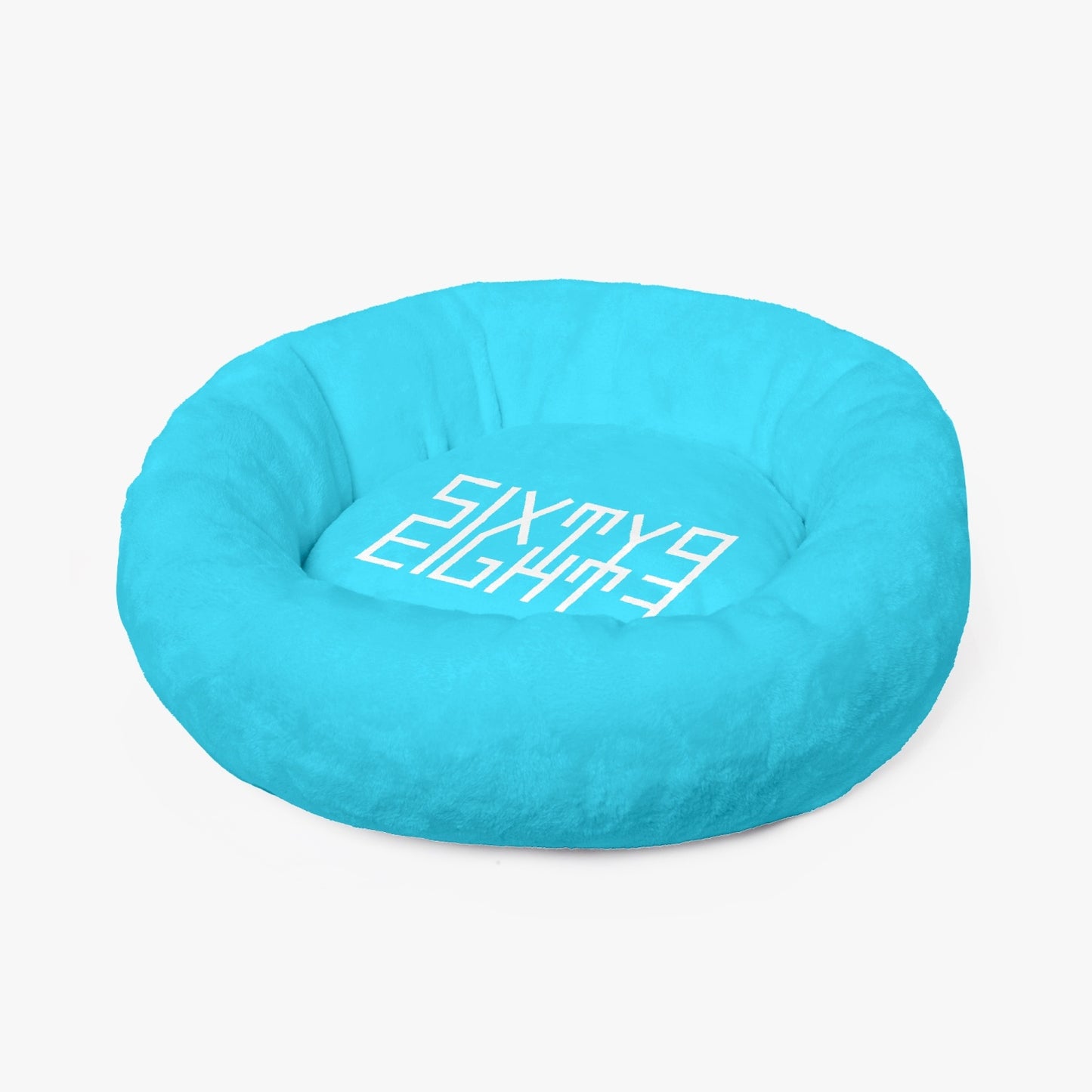 Sixty Eight 93 Logo White Aqua Blue Round Large Size Pet Bed