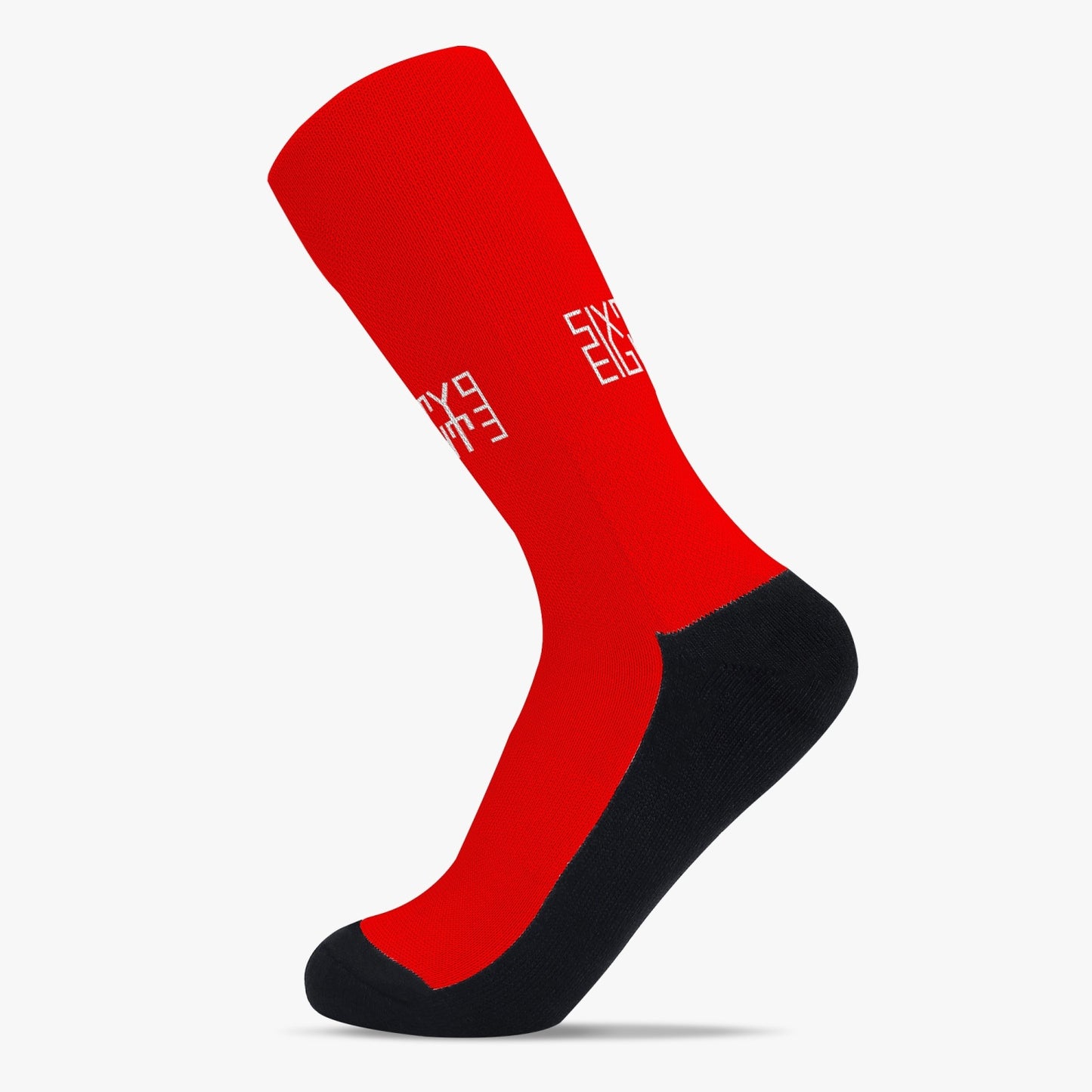 Sixty Eight 93 Logo White Red Reinforced Sports Socks