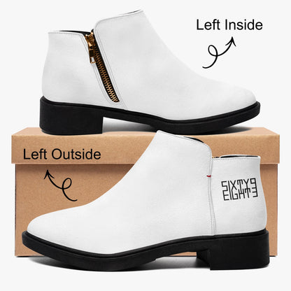 Sixty Eight 93 Logo Black White Suede Zipper Boots